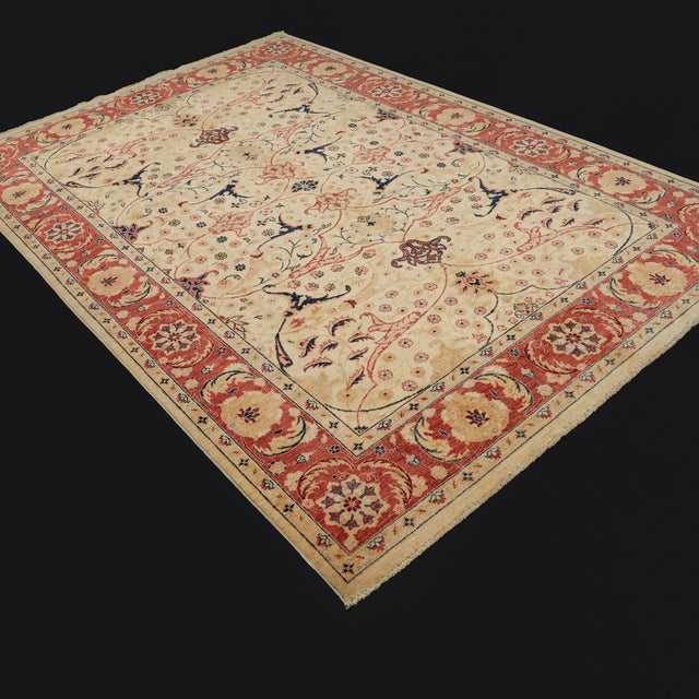 Mahal Serisi El Dokuma Uşak Desenli Krem Yün Halı, 210x309 cm — Halıcızade