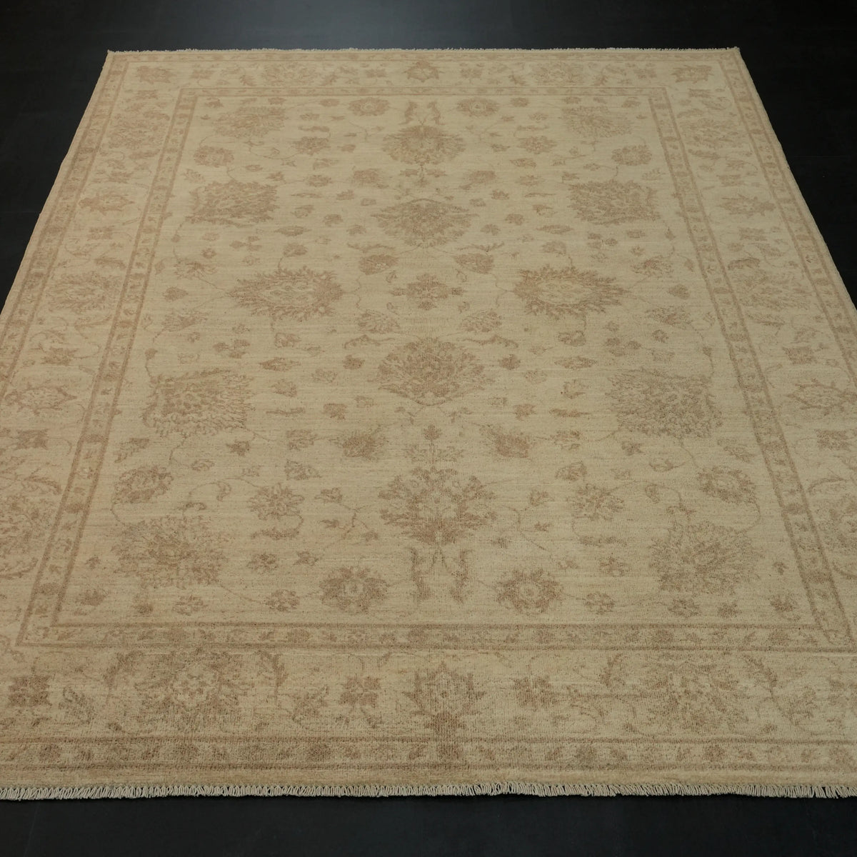 Cream Oushak-Pattern Handwoven Wool Rug, Mahal Series — 169x238 cm