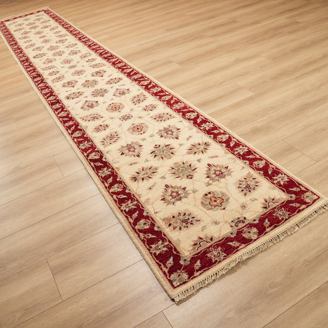 Mahal Serisi El Dokuma Uşak Desenli Yün Krem Halı, 78x483 cm — Halıcızade
