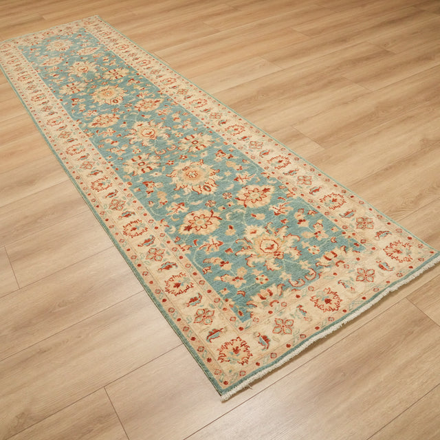 Mahal Serisi El Dokuma Uşak Desenli Yün Mavi Halı, 80x300 cm — Halıcızade