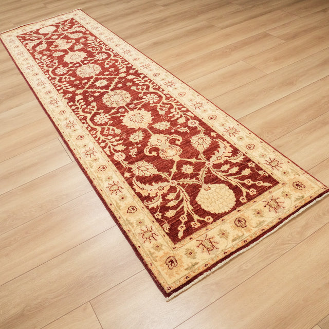 Mahal Serisi El Dokuma Yün Uşak Desenli Bordo Halı, 82x295 cm — Halıcızade