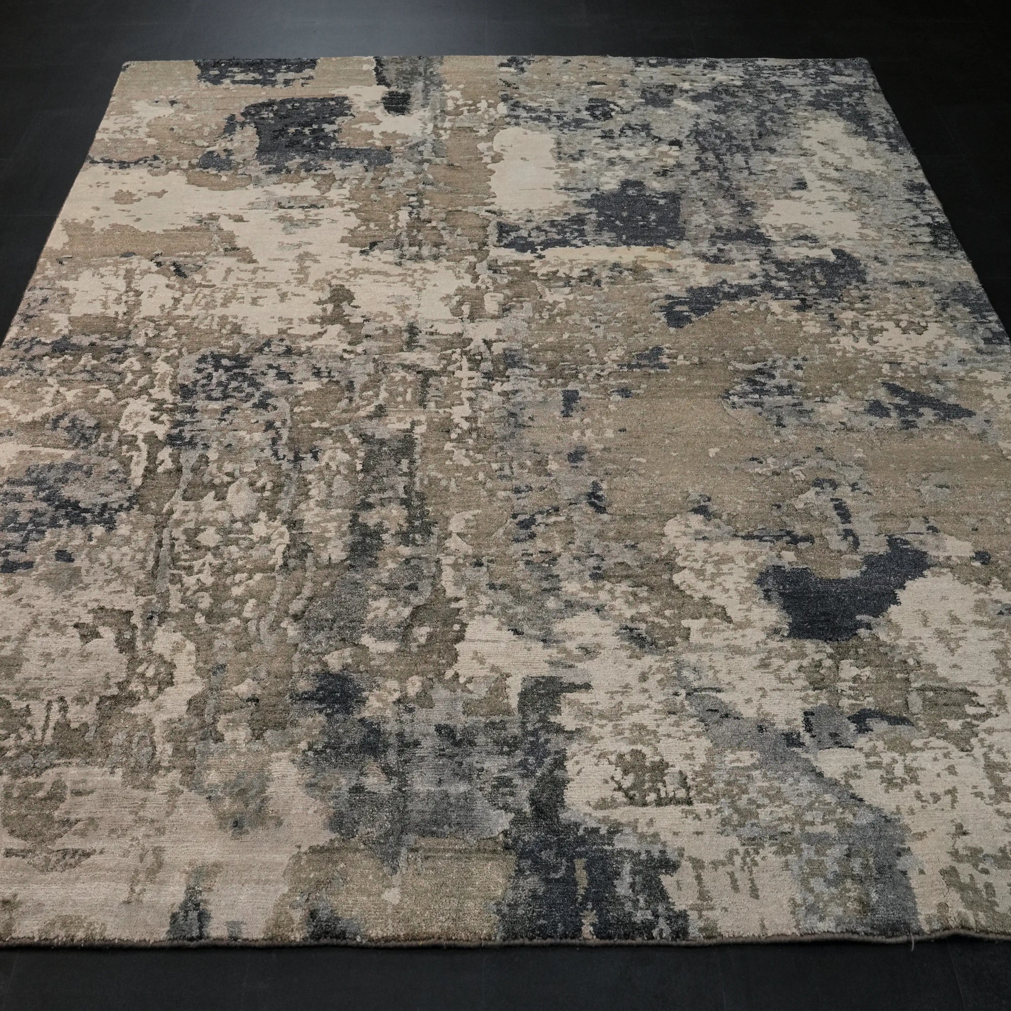 Maison Serisi El Dokuma Soyut Desenli Gri Bambu Halı — 170x240 cm