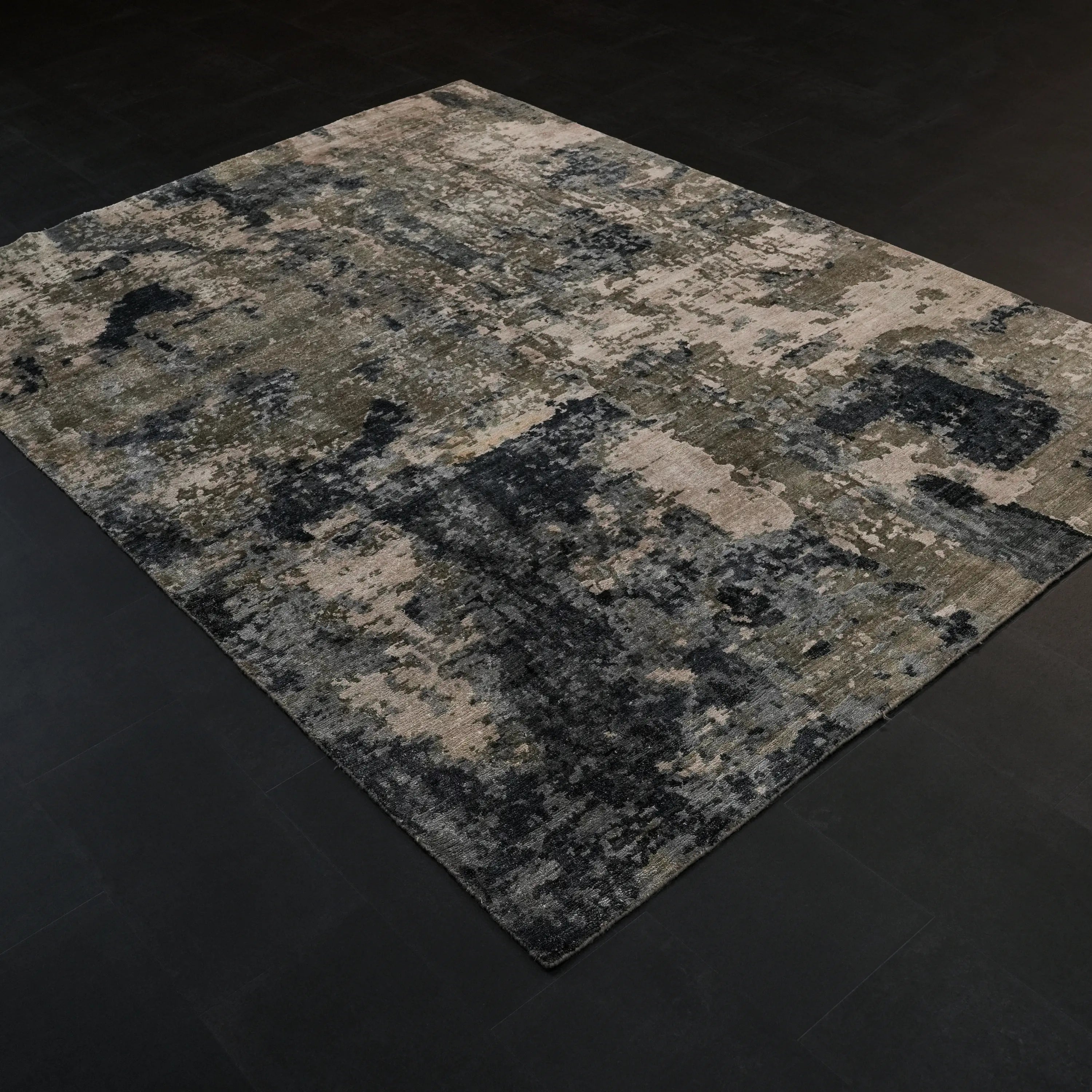 Maison Serisi El Dokuma Soyut Desenli Gri Bambu Halı