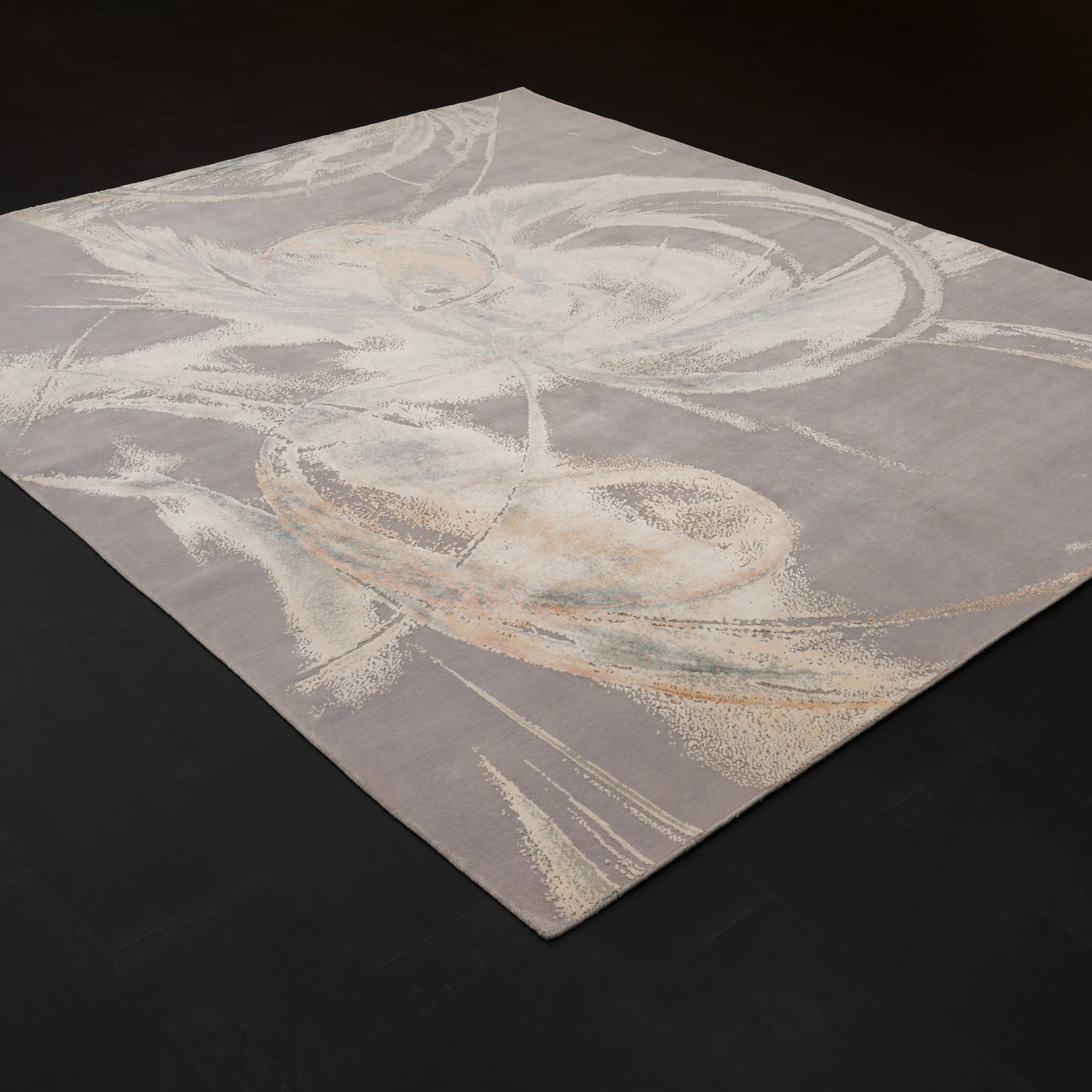 Maison Serisi El Dokuma Soyut Desenli Gri Yün Halı