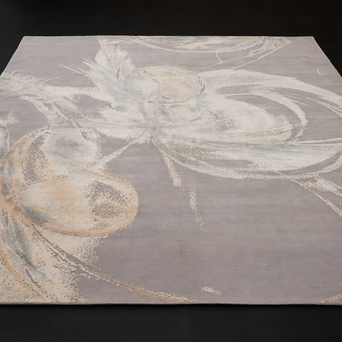 Maison Serisi El Dokuma Soyut Desenli Gri Yün Halı — 250x300 cm