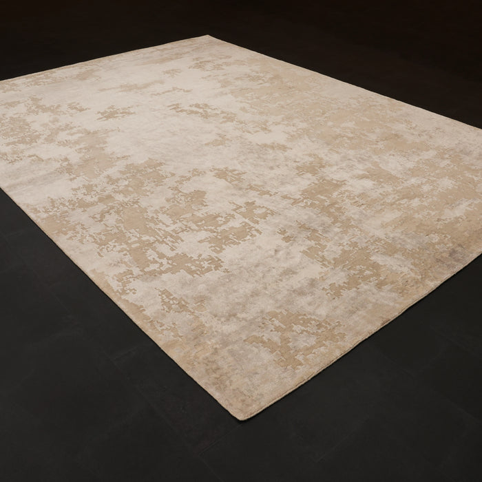 Cream Abstract Handwoven Wool and Bamboo Viscose Rug, Maison Series