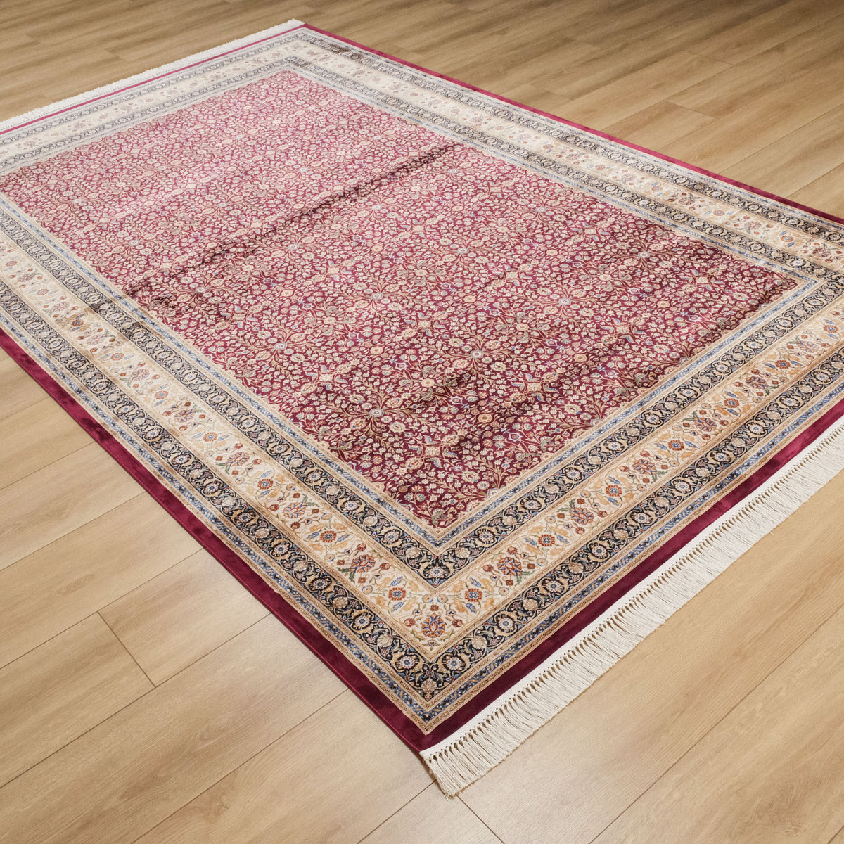 Efsun serisi Hereke desenli makine dokuma viskon halı, bordo, 160x230 cm — Halıcızade
