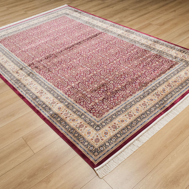 Efsun serisi Hereke desenli makine dokuma viskon halı, bordo, 160x230 cm — Halıcızade