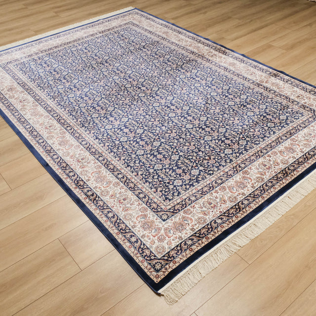 Efsun Serisi Makine Dokuma Hereke Desenli Lacivert Pamuk Halı, 160x230 – 240x340 cm — Halıcızade