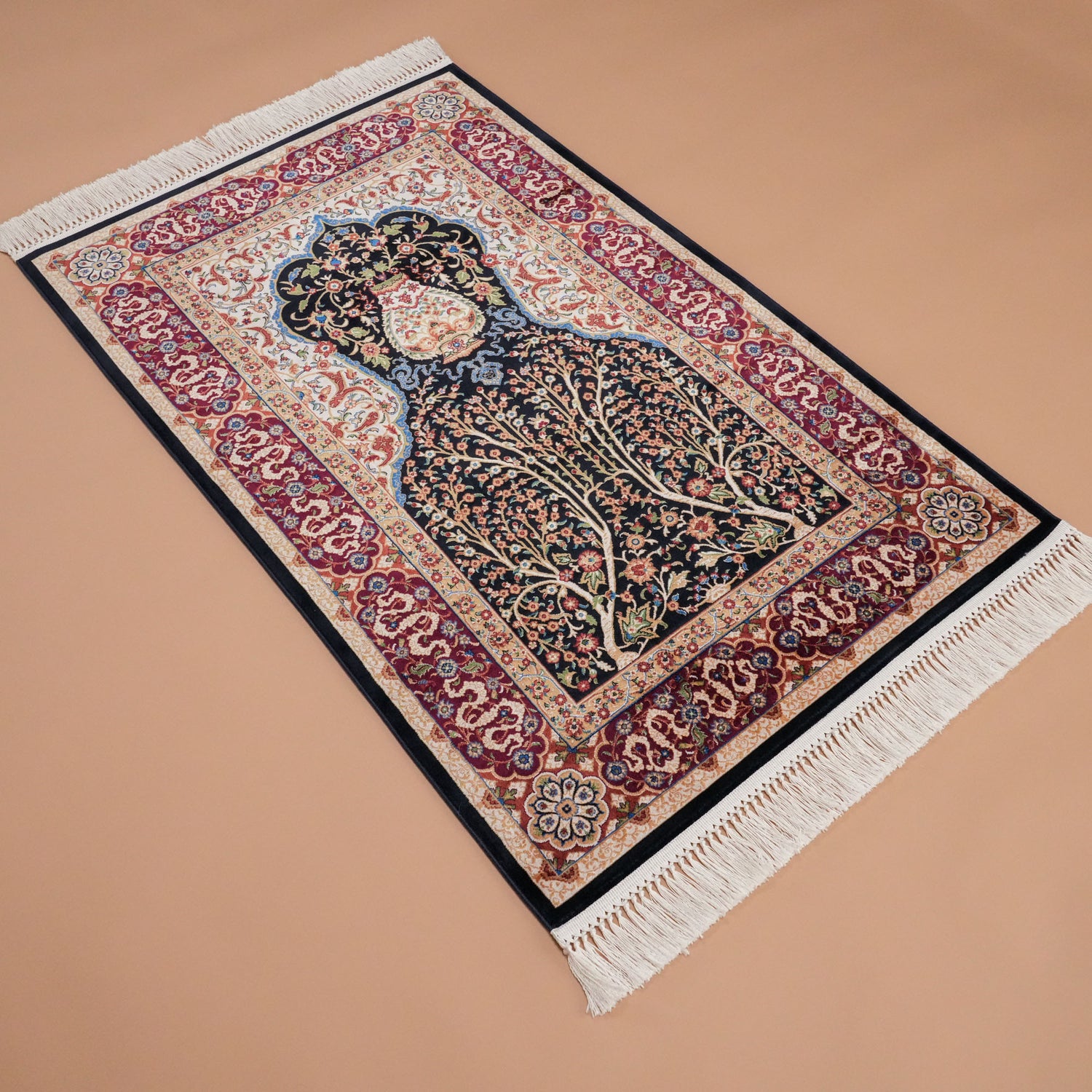 Makine Dokuma Lacivert Viskon Seccade Halı, 80x125 cm — Halıcızade