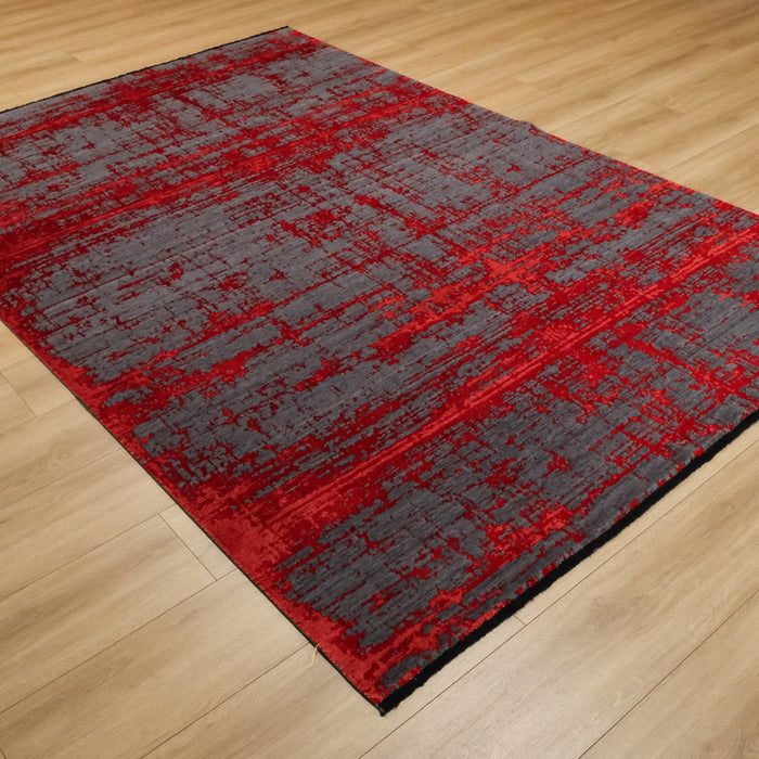 Tezgah Dokuma Soyut Desenli Kırmızı Halı, 200x300 cm — Halıcızade