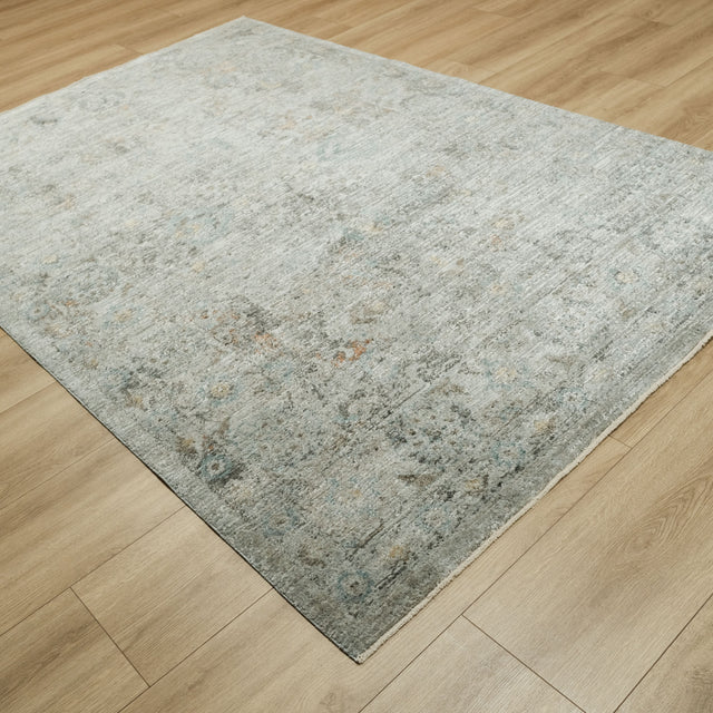 Gray Vintage-Pattern Machine-Woven Rug, 80×150 cm Halıcızade