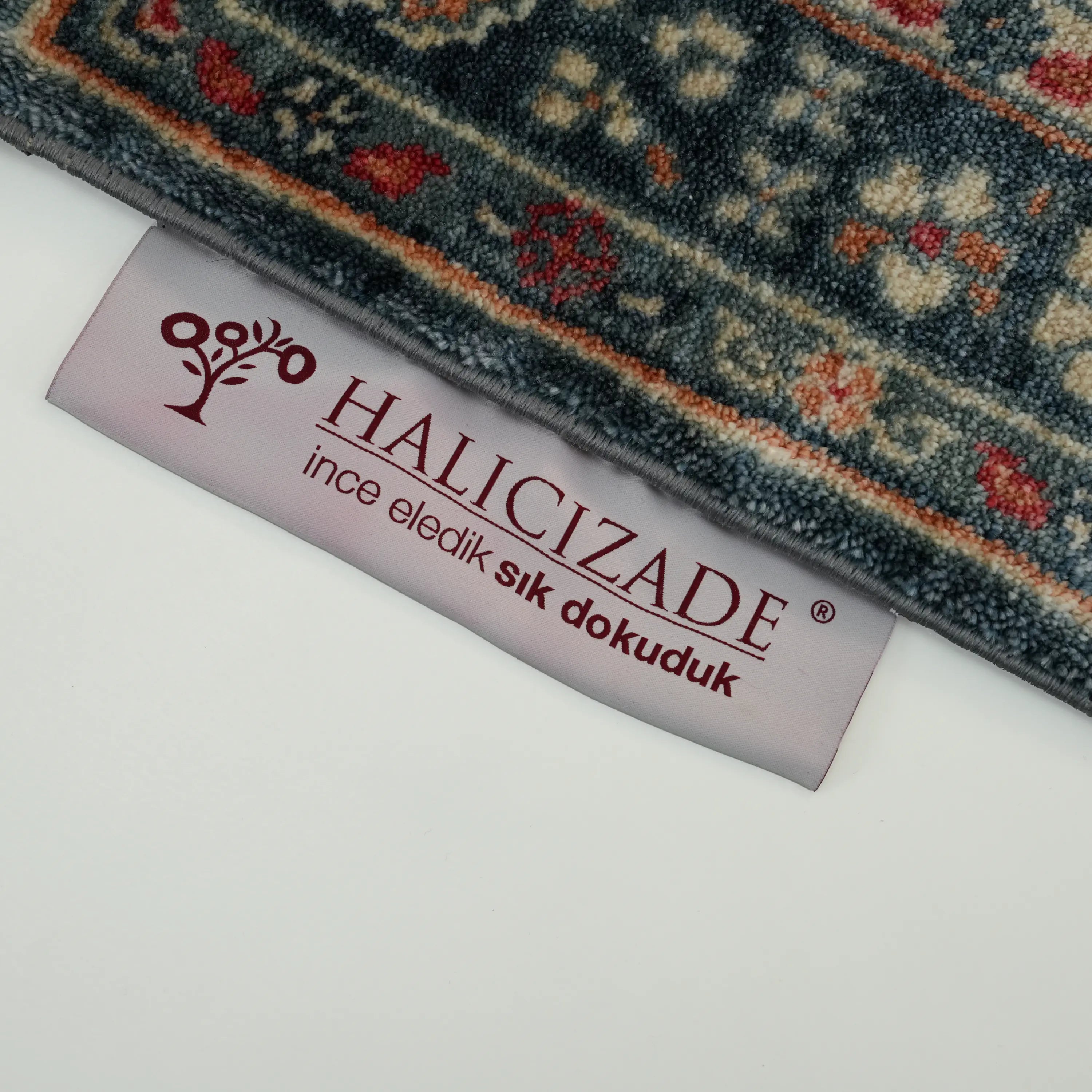 Mavi Tencel Tezgah Dokuma Halı Seccade