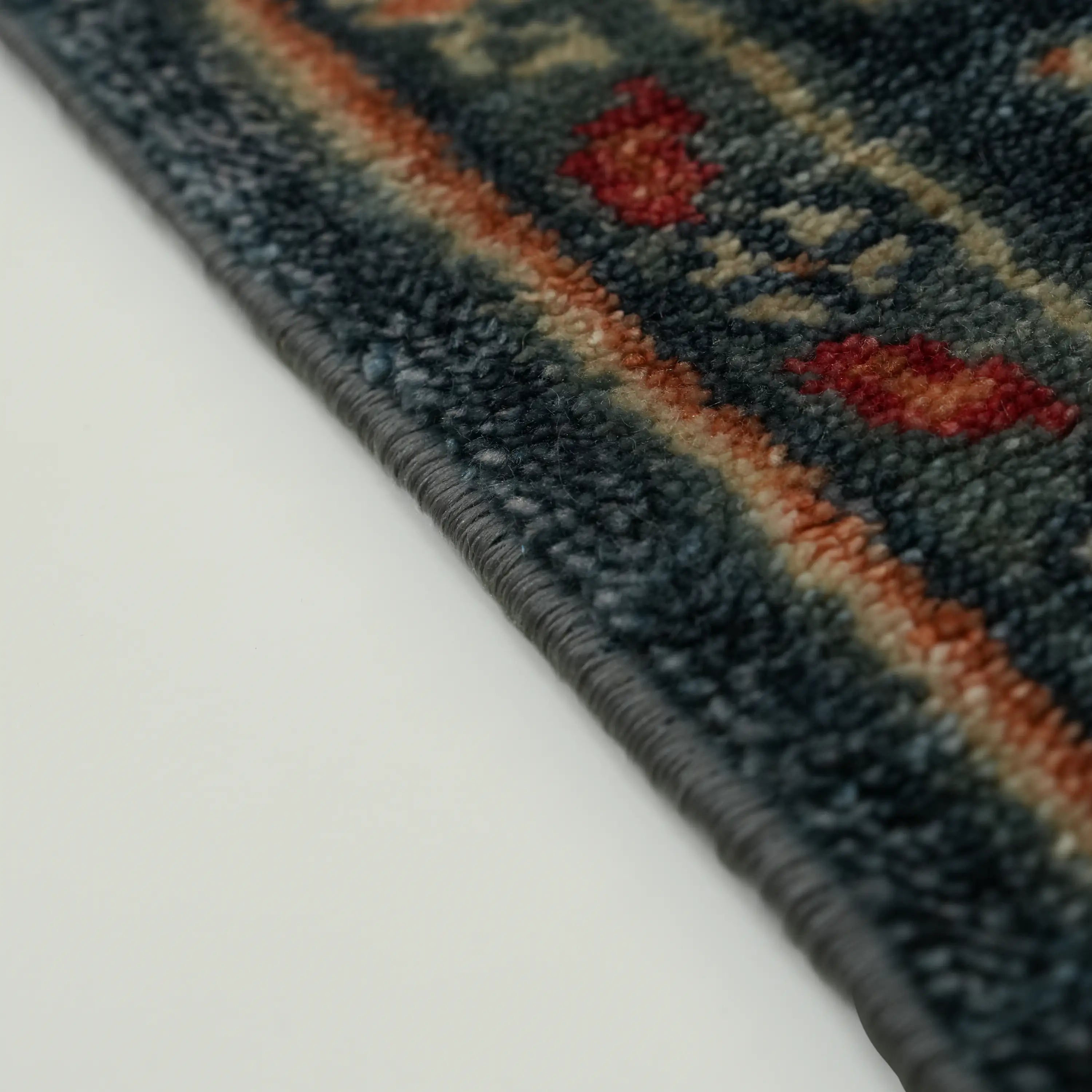 Mavi Tencel Tezgah Dokuma Halı Seccade