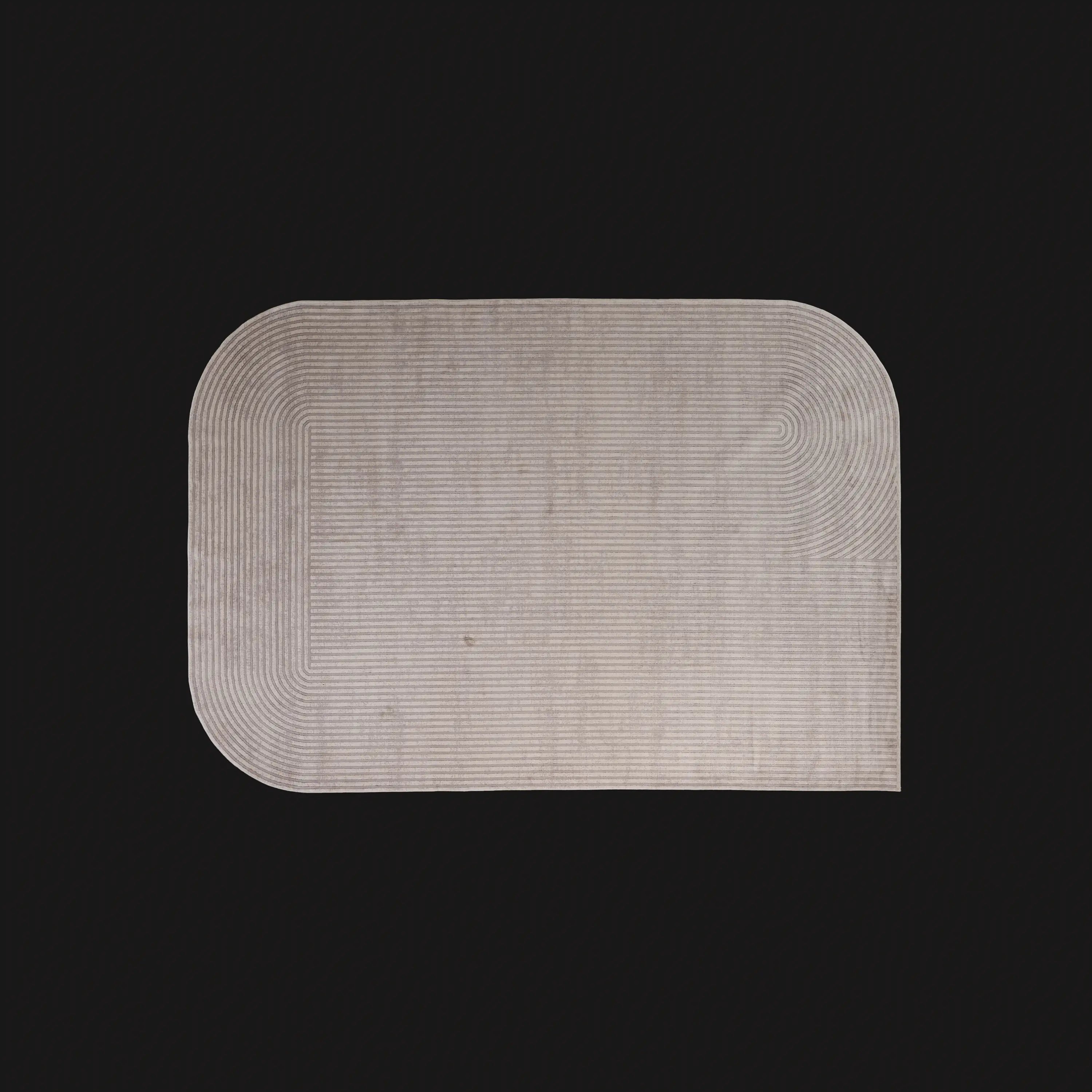 Lapis Serisi Çizgi Desenli Krem Viskon Halı