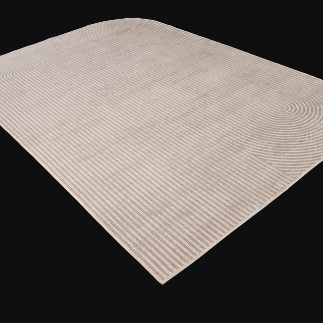 Lapis Serisi Çizgi Desenli Krem Viskon Halı, 200x300 cm — Halıcızade
