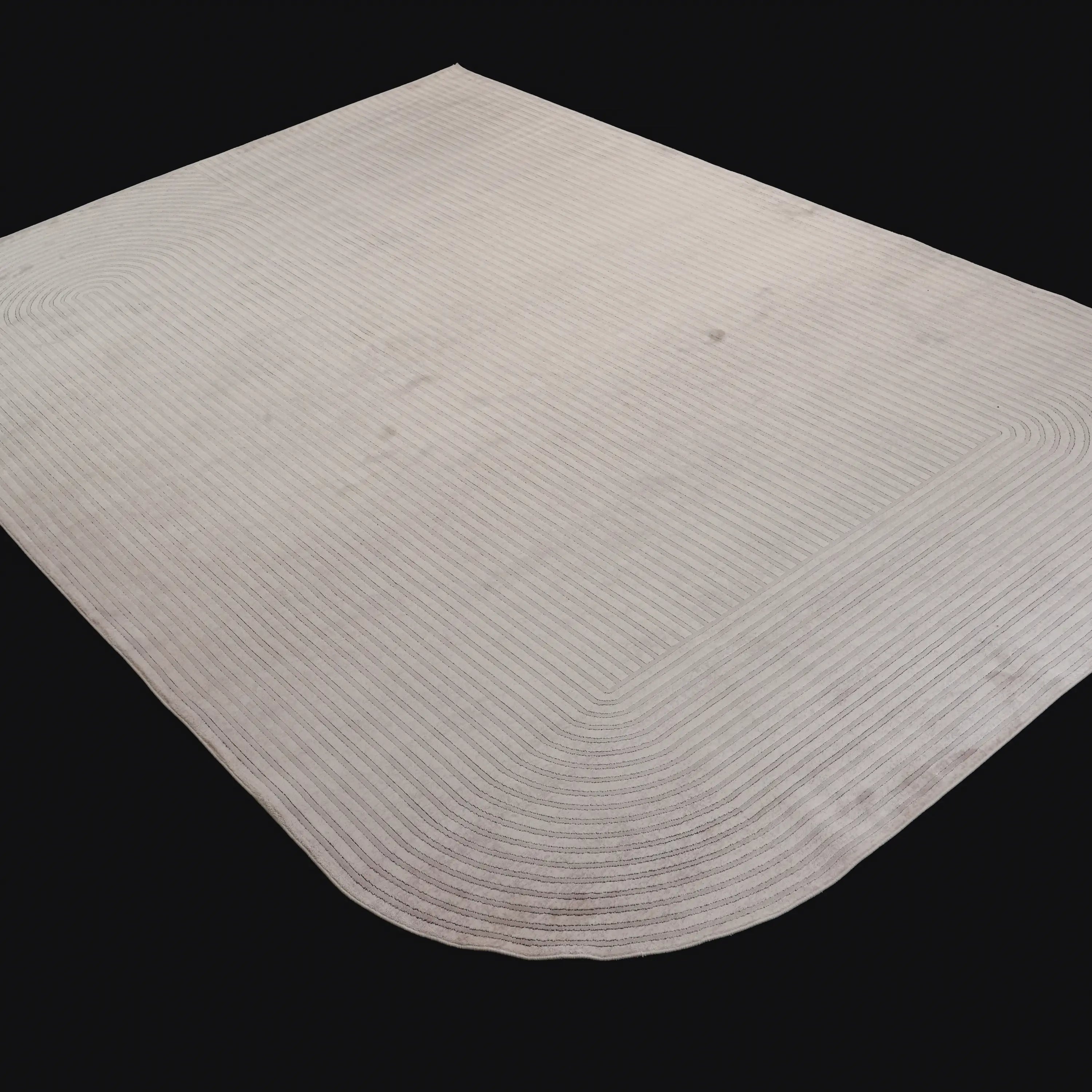 Lapis Serisi Çizgi Desenli Krem Viskon Halı