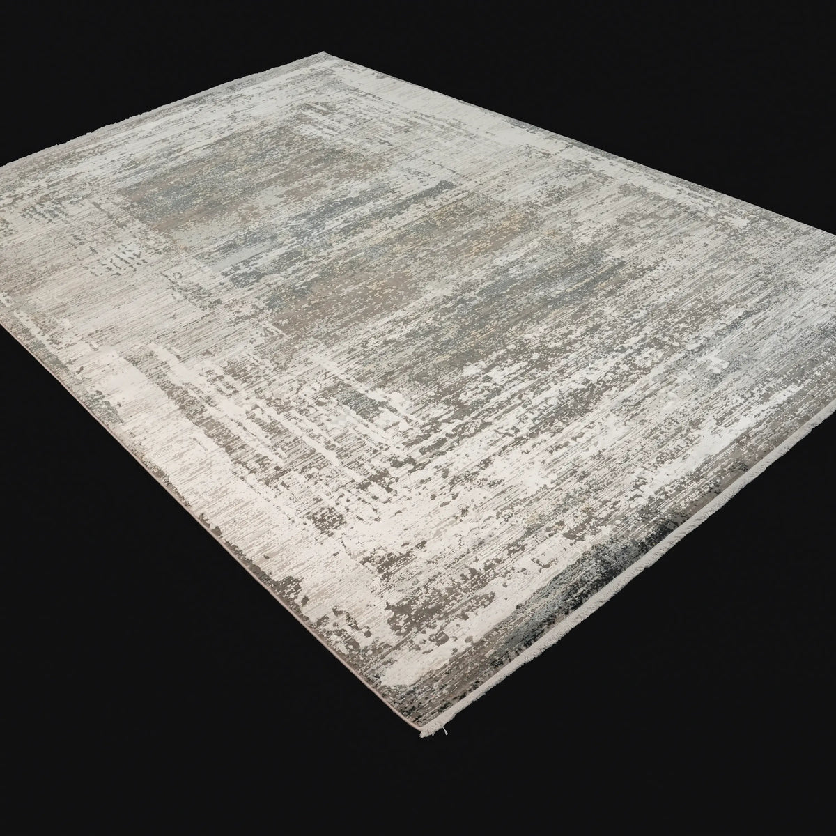 Mermer Serisi Soyut Desenli Gri Yoğun Viskonlu Halı, 200x290 cm — Halıcızade
