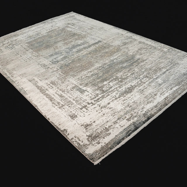Mermer Serisi Soyut Desenli Gri Yoğun Viskonlu Halı, 200x290 cm — Halıcızade