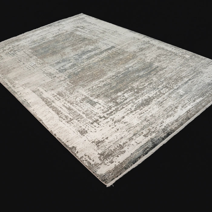 Mermer Serisi Soyut Desenli Gri Yoğun Viskonlu Halı, 200x290 cm — Halıcızade