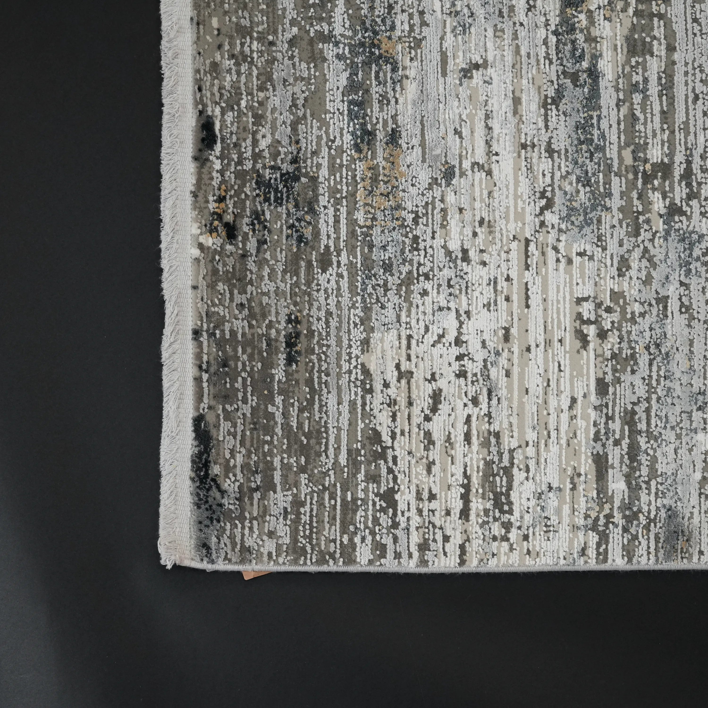 Mermer Serisi Soyut Desenli Gri Yoğun Viskonlu Halı