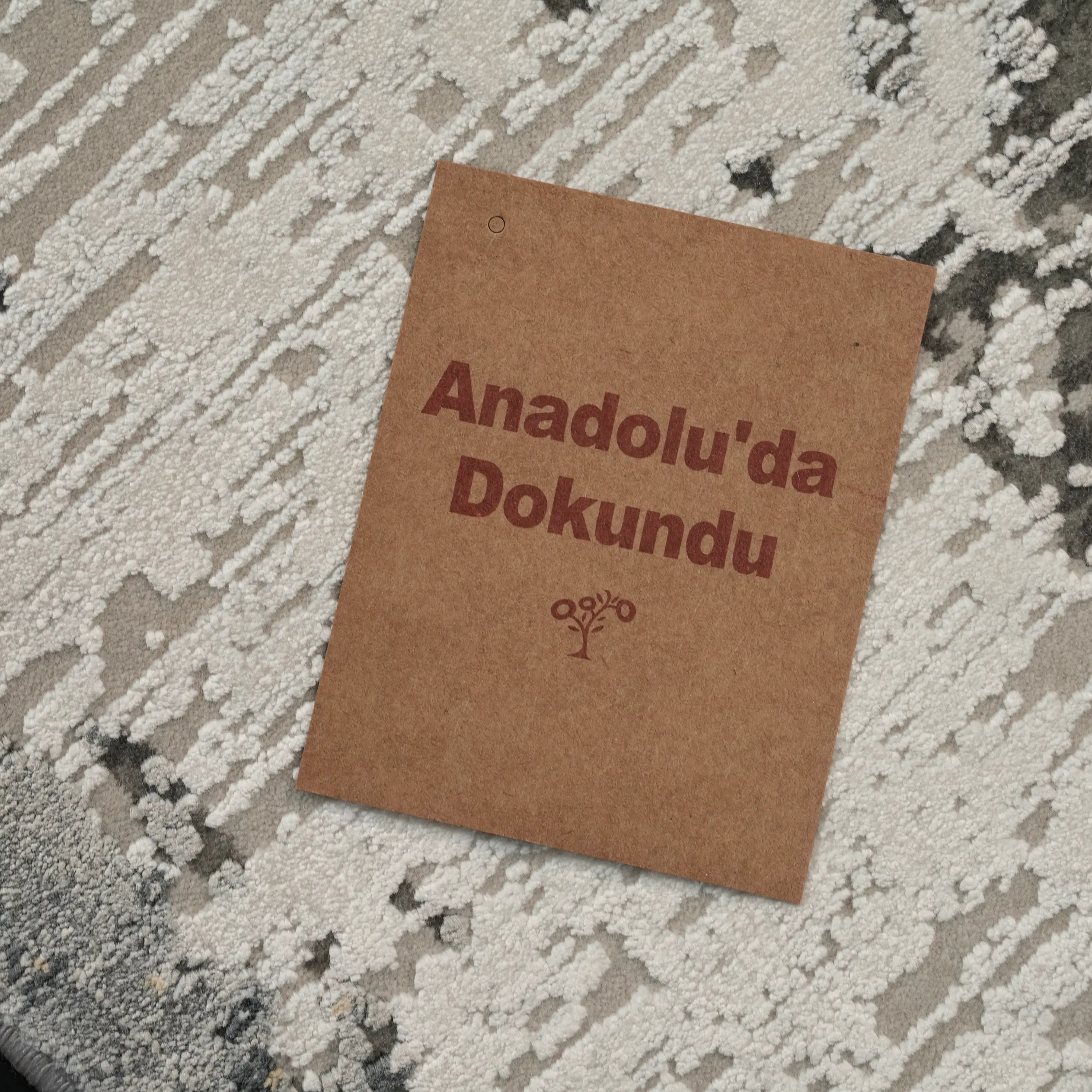 Mermer Serisi Soyut Desenli Gri Yoğun Viskonlu Halı