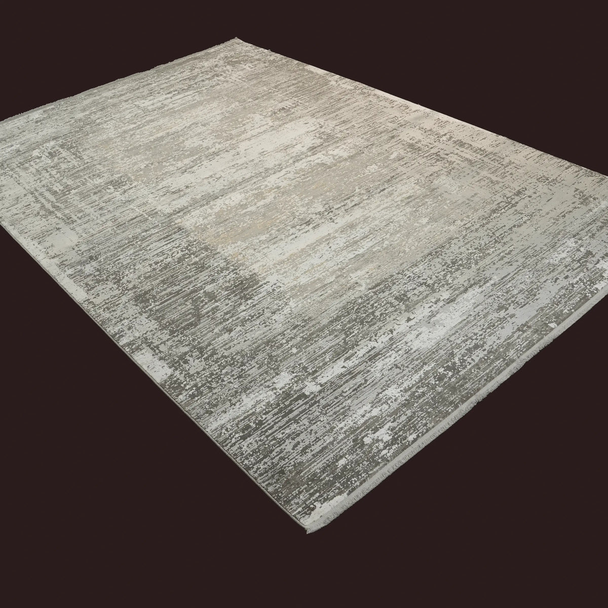 Mermer Serisi Soyut Desenli Gri Yoğun Viskonlu Modern Halı, 200x300 cm — Halıcızade