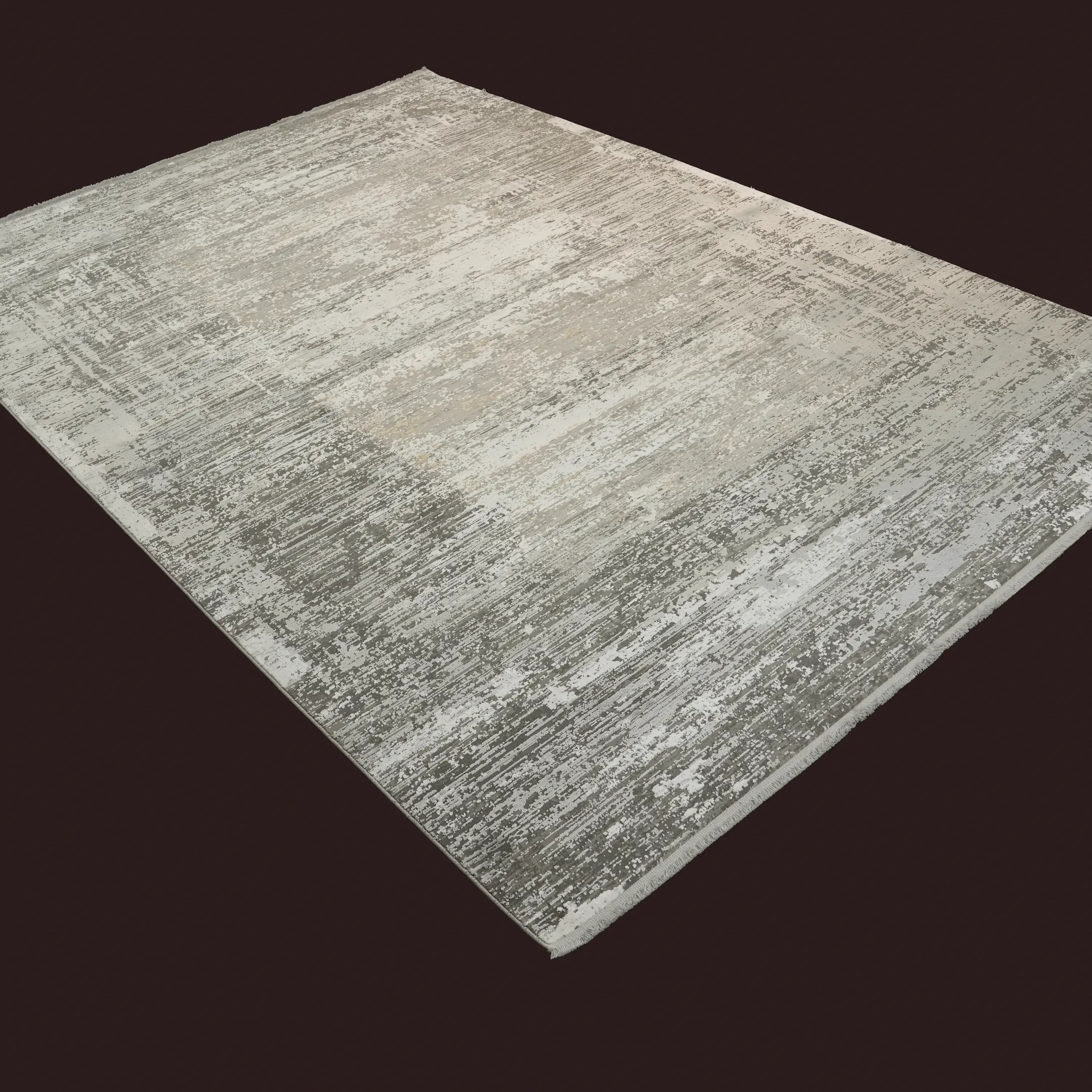 Mermer Serisi Soyut Desenli Gri Yoğun Viskonlu Modern Halı