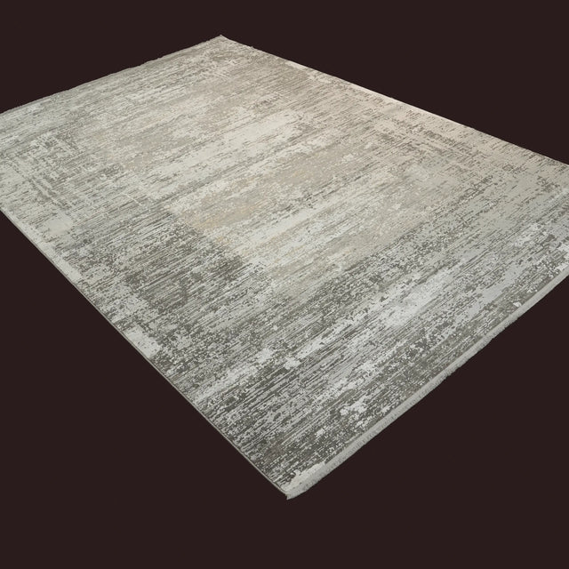 Mermer Serisi Soyut Desenli Gri Yoğun Viskonlu Modern Halı, 200x300 cm — Halıcızade