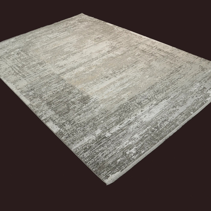Mermer Serisi Soyut Desenli Gri Yoğun Viskonlu Modern Halı, 200x300 cm — Halıcızade