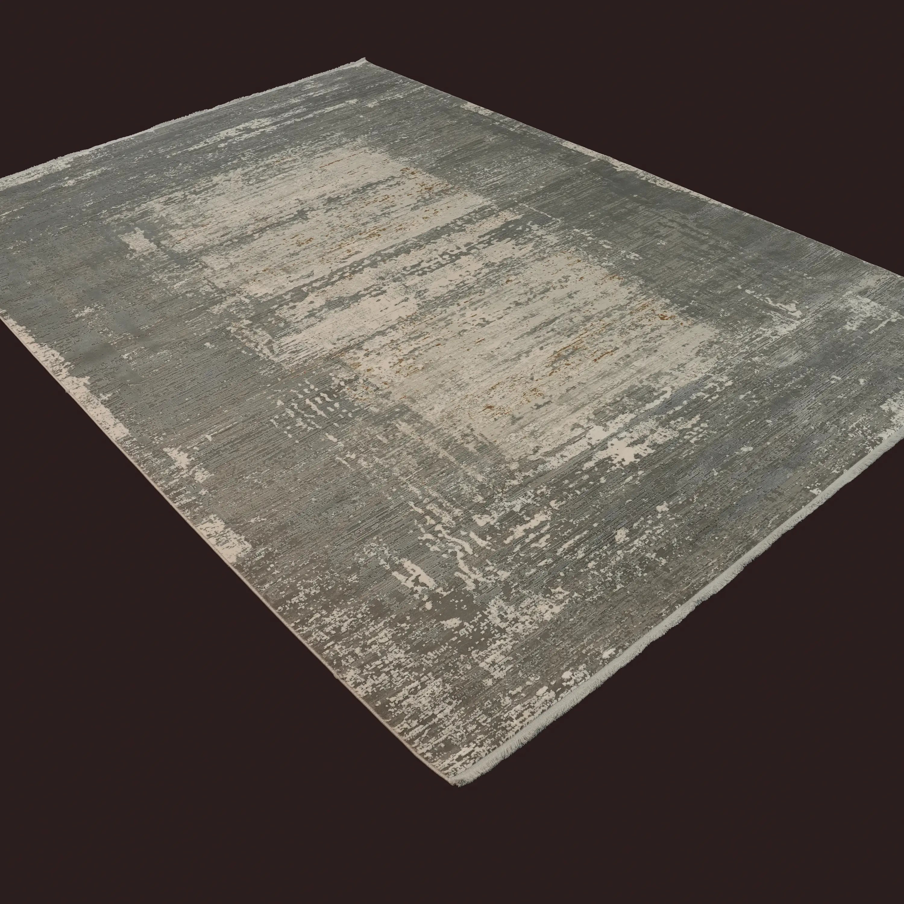 Marble Series Abstract Patterned Gray Dense Viscose Modern Rug