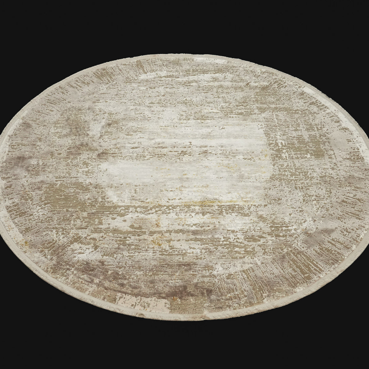Mermer Serisi Yoğun Viskonlu Modern Yuvarlak Halı, bej, 160x160 – 250x250 cm — Halıcızade