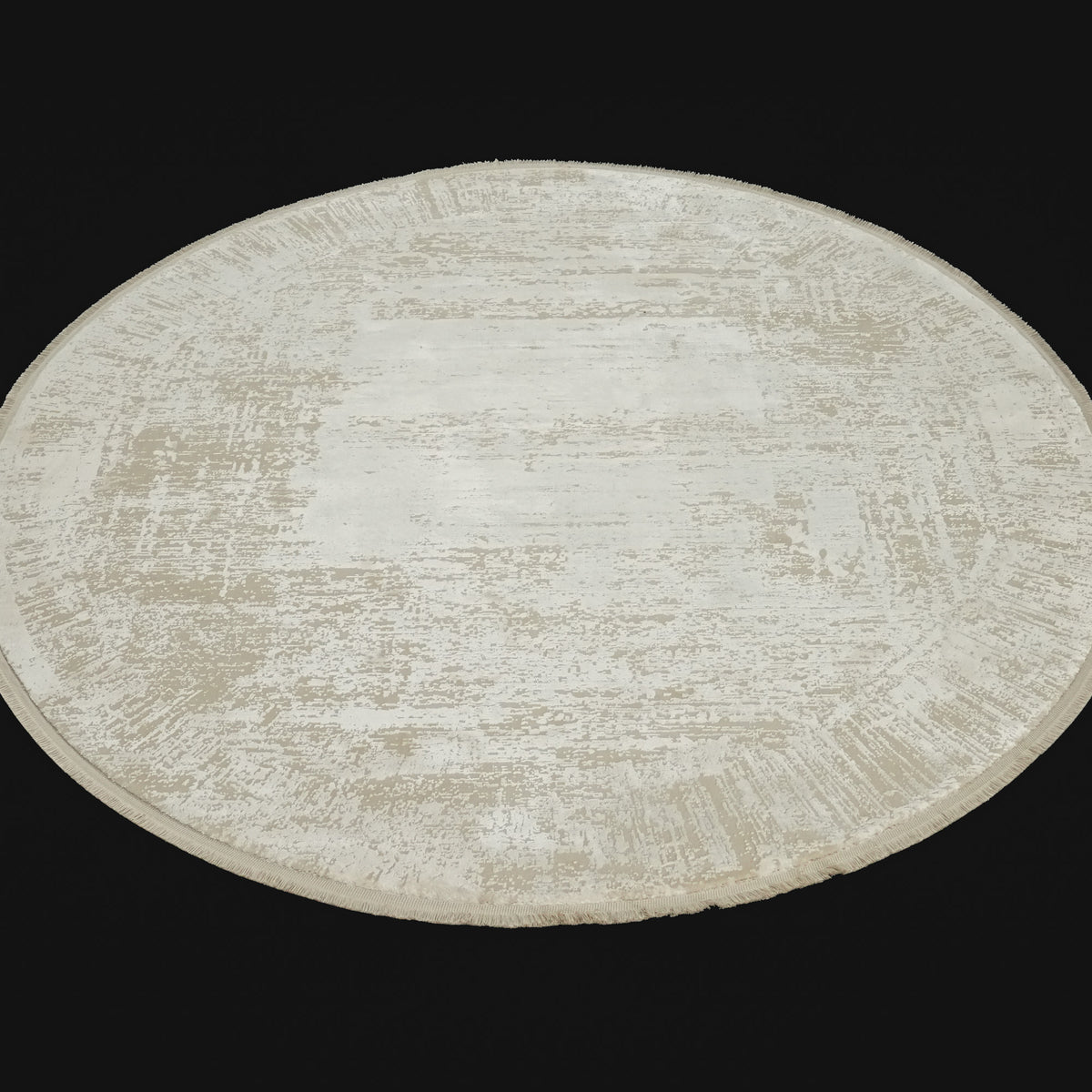 Mermer Serisi Yoğun Viskonlu Modern Yuvarlak Halı, krem, 160x160 – 300x300 cm — Halıcızade