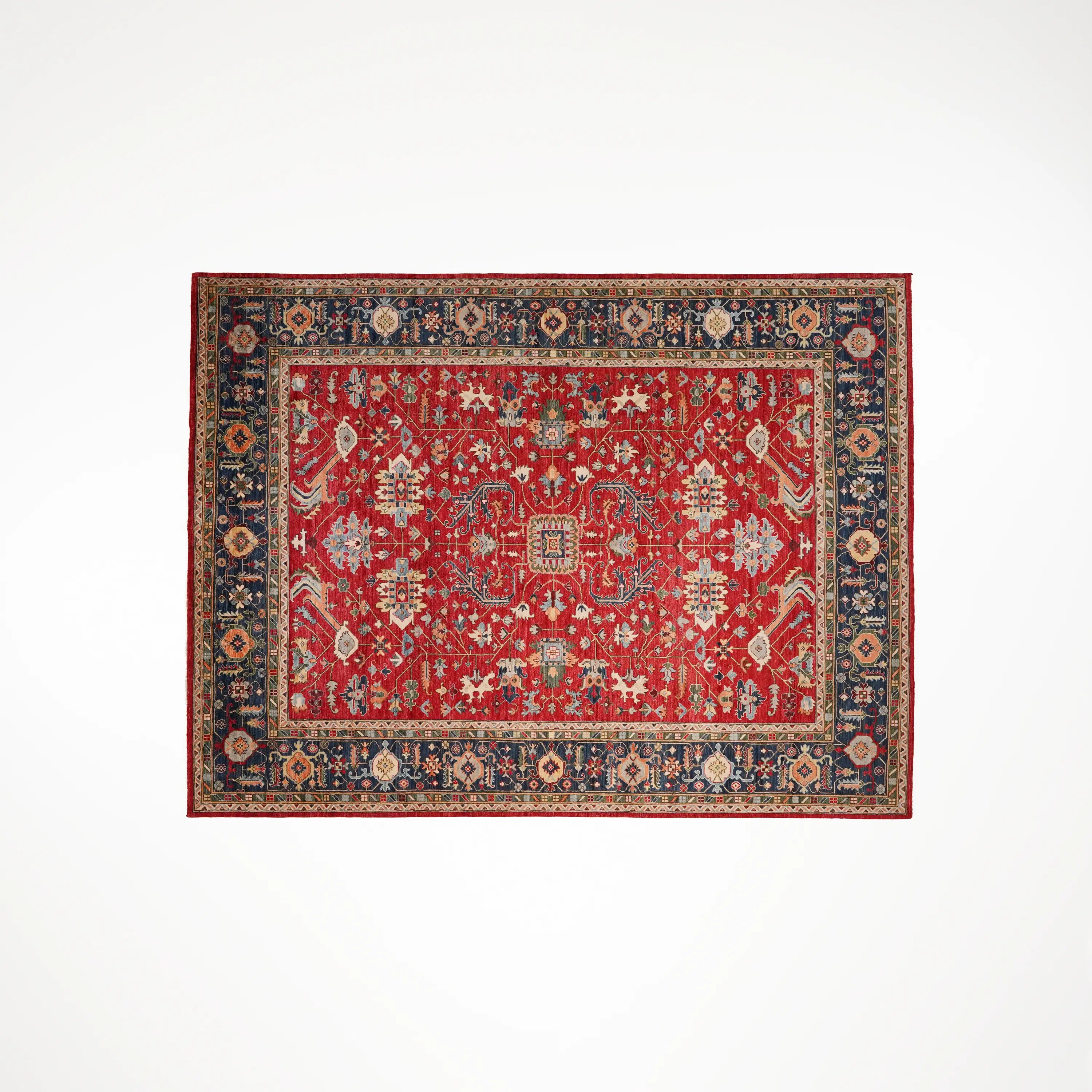 Mihman Series Handwoven Anatolian Patterned Red Wool Rug