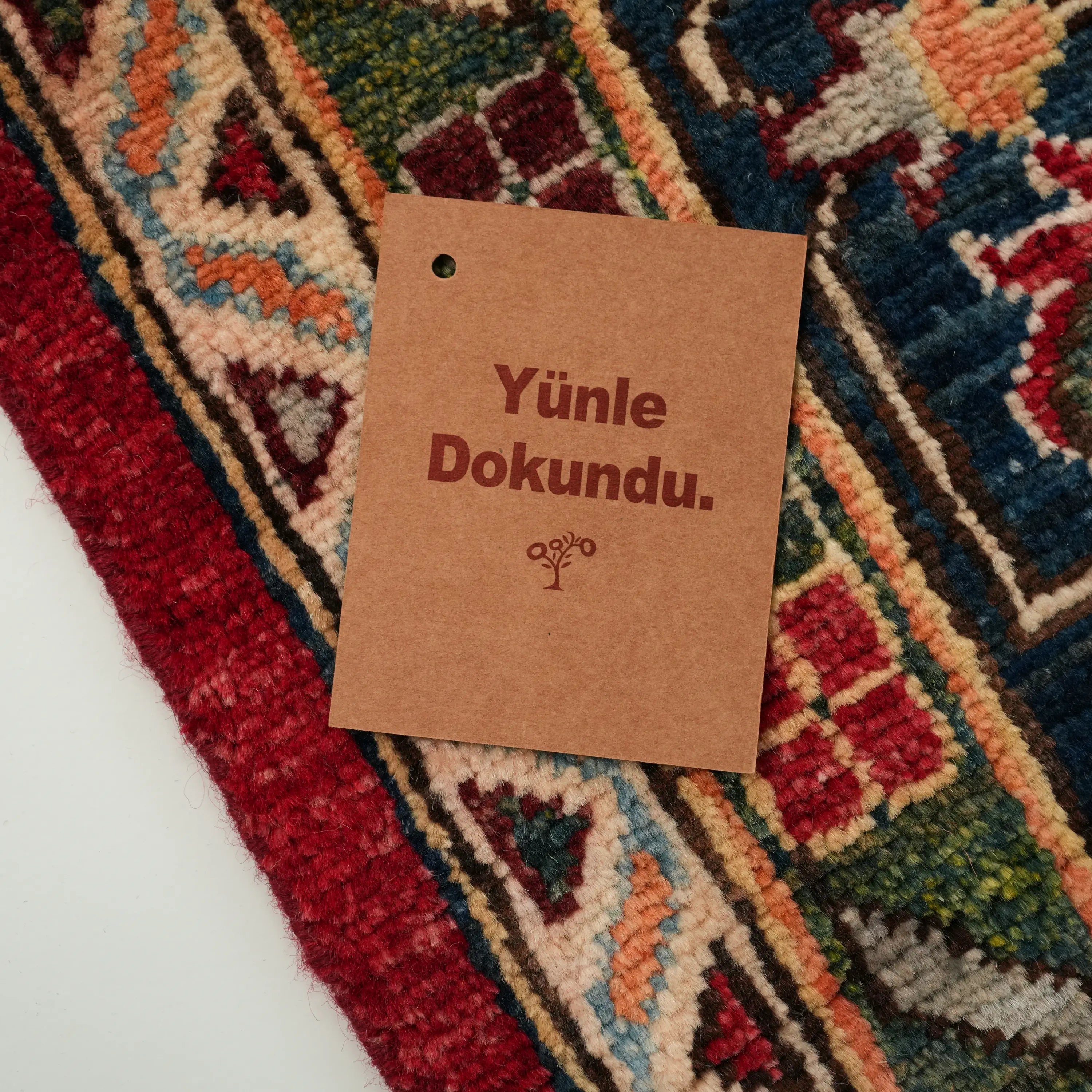 Mihman Series Handwoven Anatolian Patterned Red Wool Rug