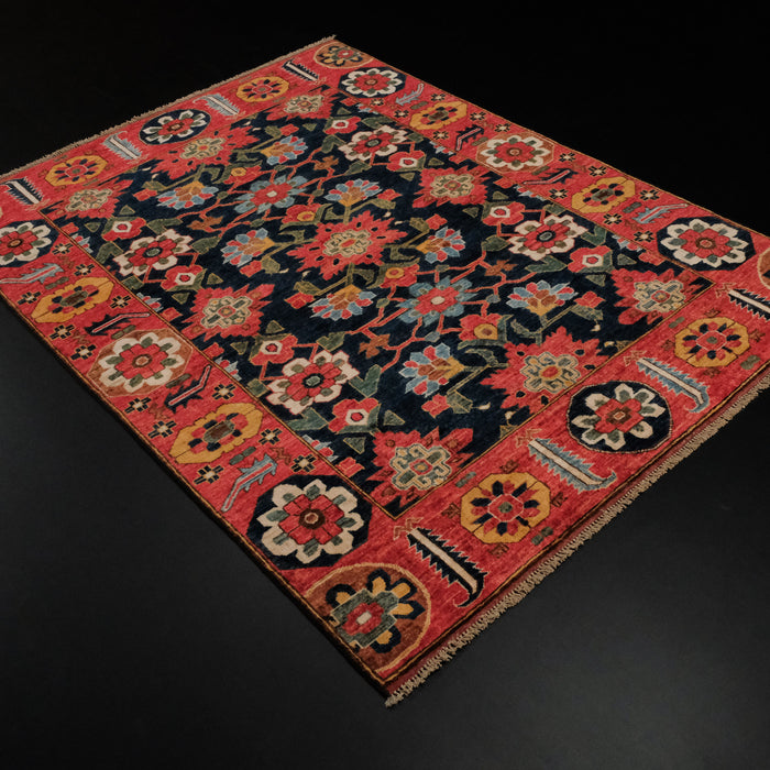 Mihman serisi Anadolu desenli el dokuma yün halı, rengarenk, 161x216 cm — Halıcızade
