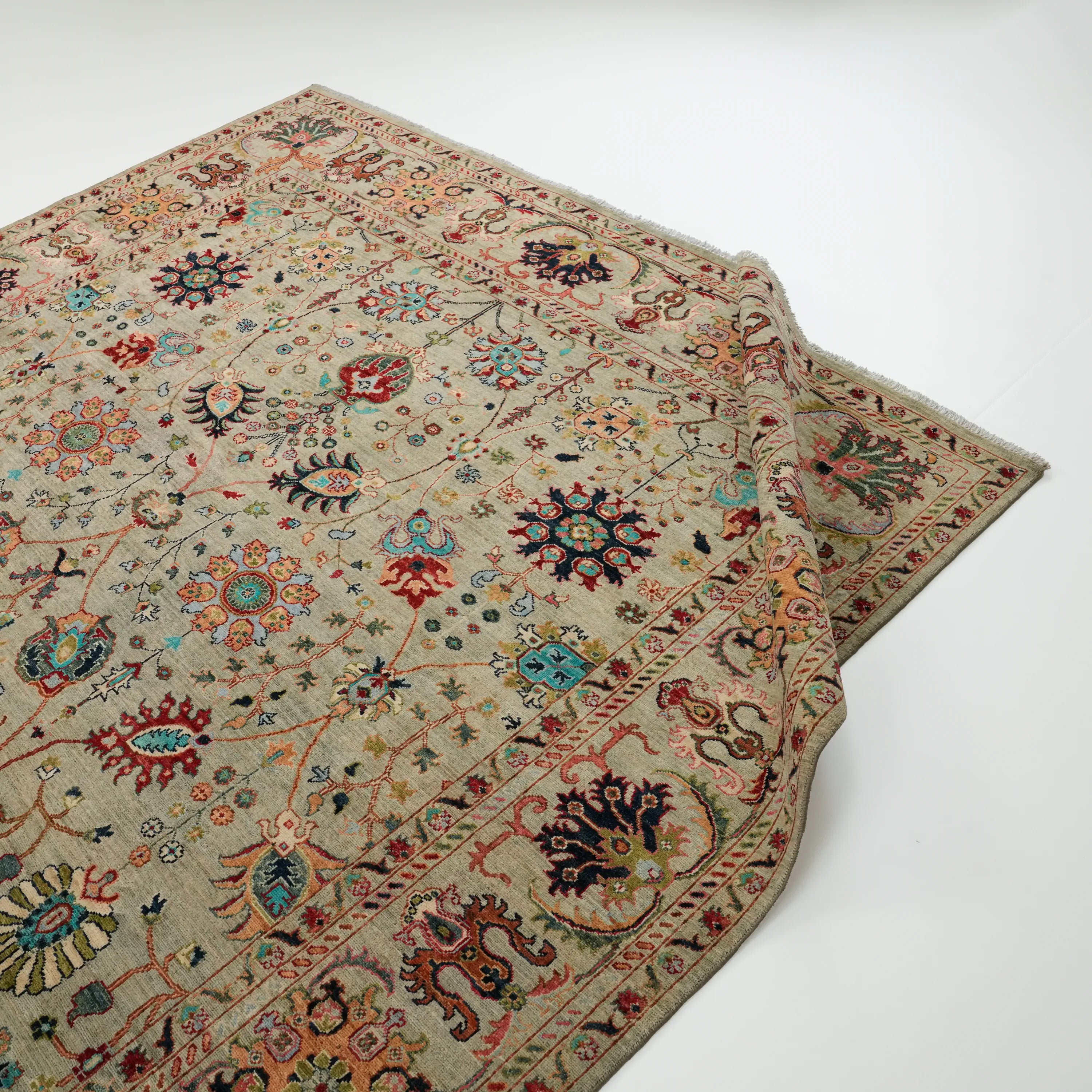 Mihman Series Handwoven Uşak Patterned Wool Mink Rug