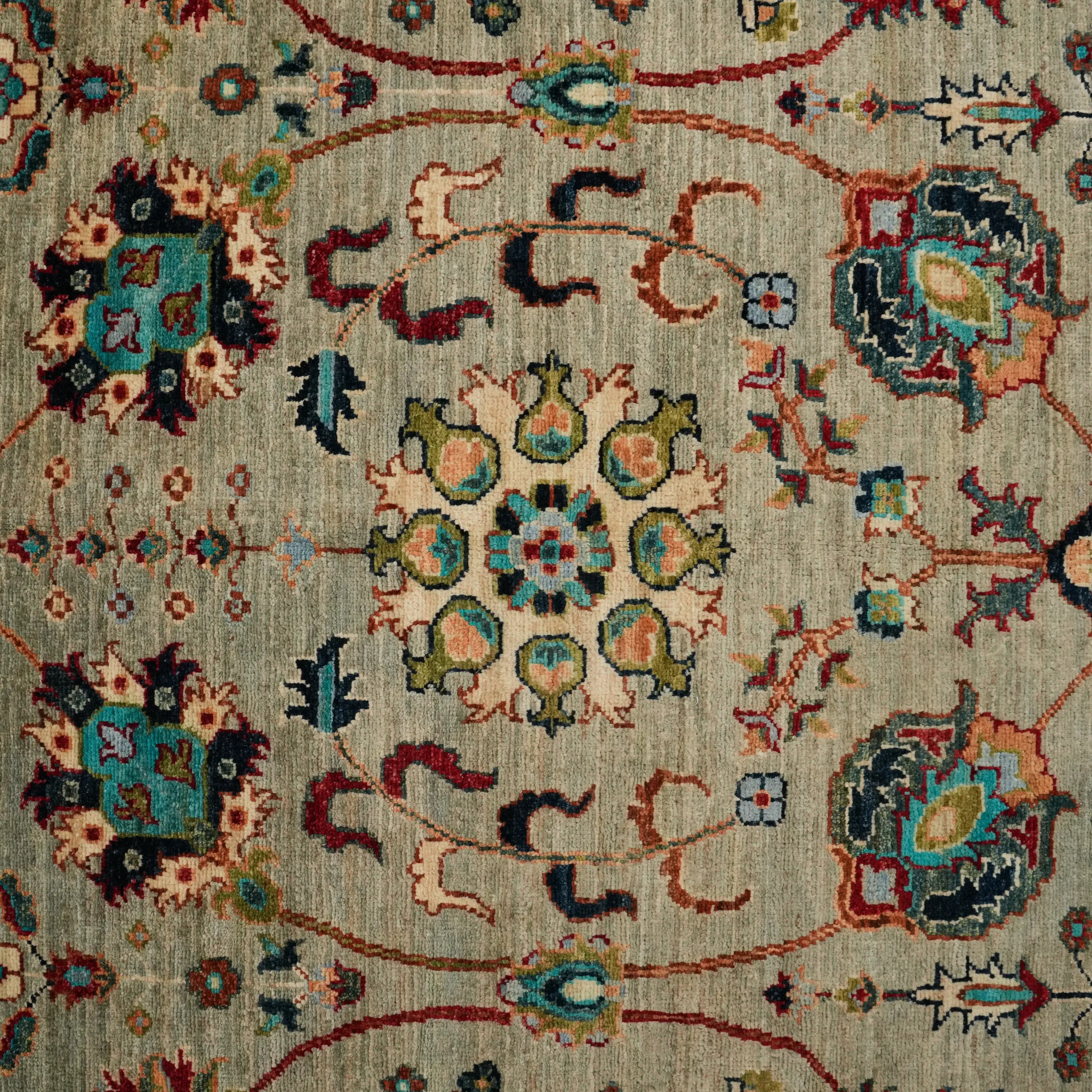 Mihman Series Handwoven Uşak Patterned Wool Mink Rug