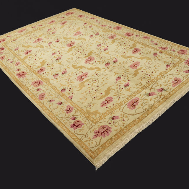 Beige Floral Handwoven Mohair Rug, Mohair Series, 204×298 – 208×298 cm Halıcızade