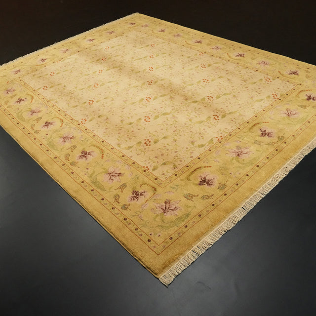 Beige Floral Handwoven Mohair Rug, Mohair Series, 241×305 cm Halıcızade