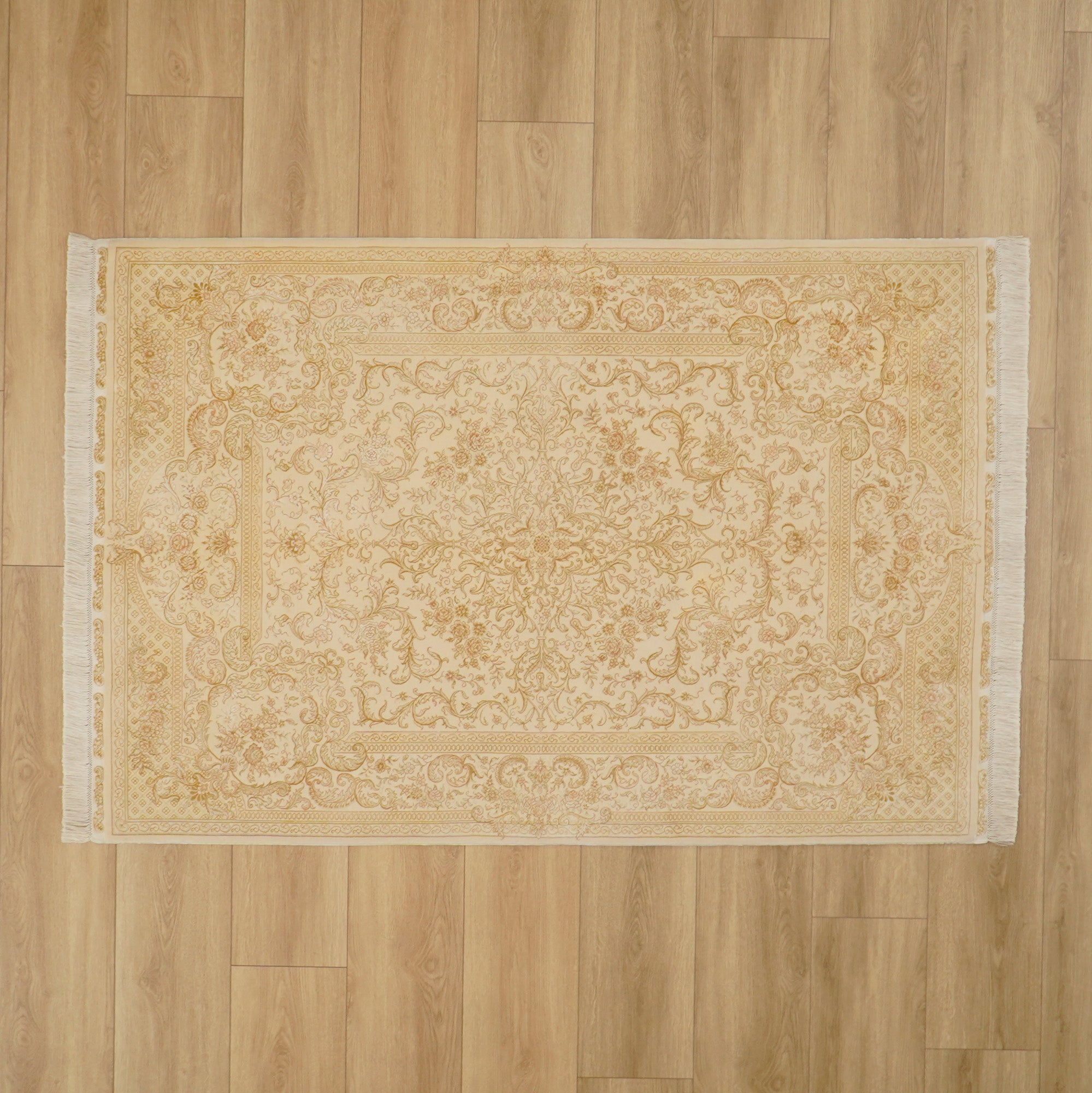 Cream Hand Woven Frame Design Carpet