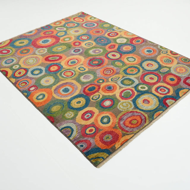 Nazar Serisi El Dokuma Soyut Desenli Rengarenk Yün Halı, 173x223 cm — Halıcızade