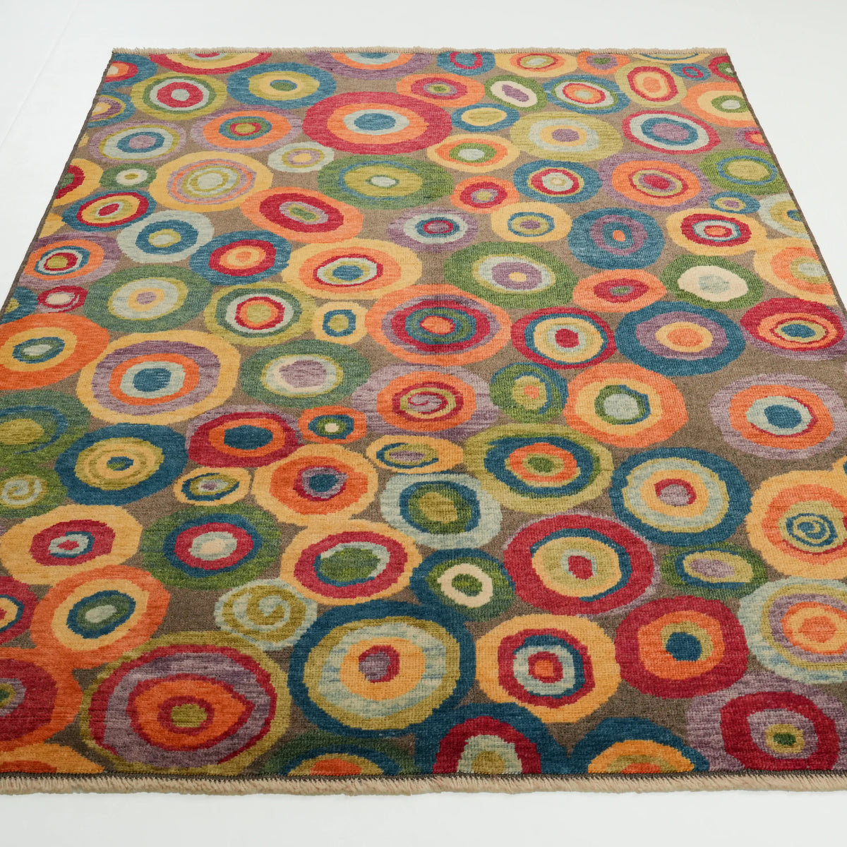 Nazar Serisi El Dokuma Soyut Desenli Rengarenk Yün Halı — 173x223 cm