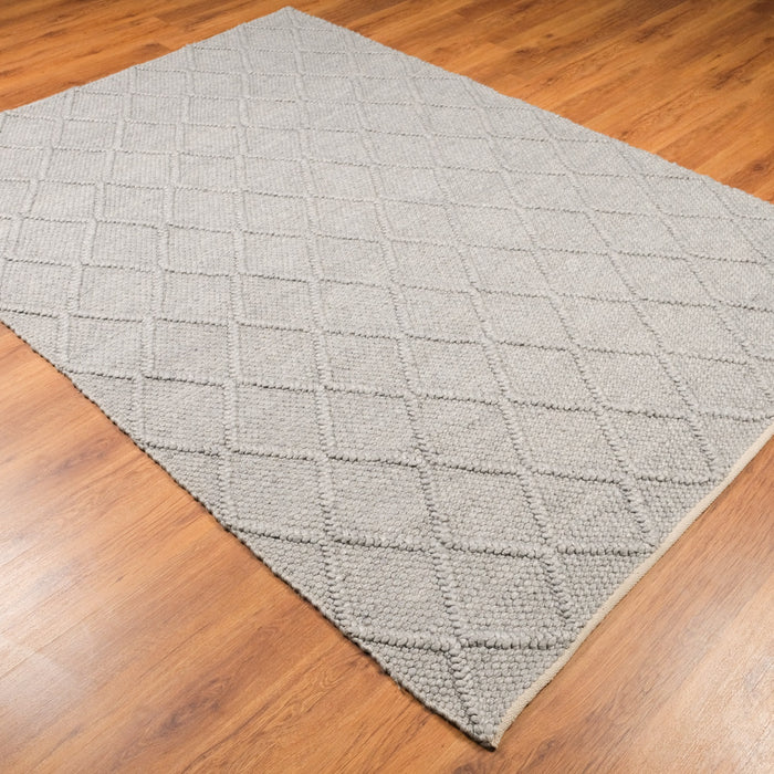 Örge Serisi El Dokuma Geometrik Desenli Gri Halı, 80x150 – 200x300 cm — Halıcızade