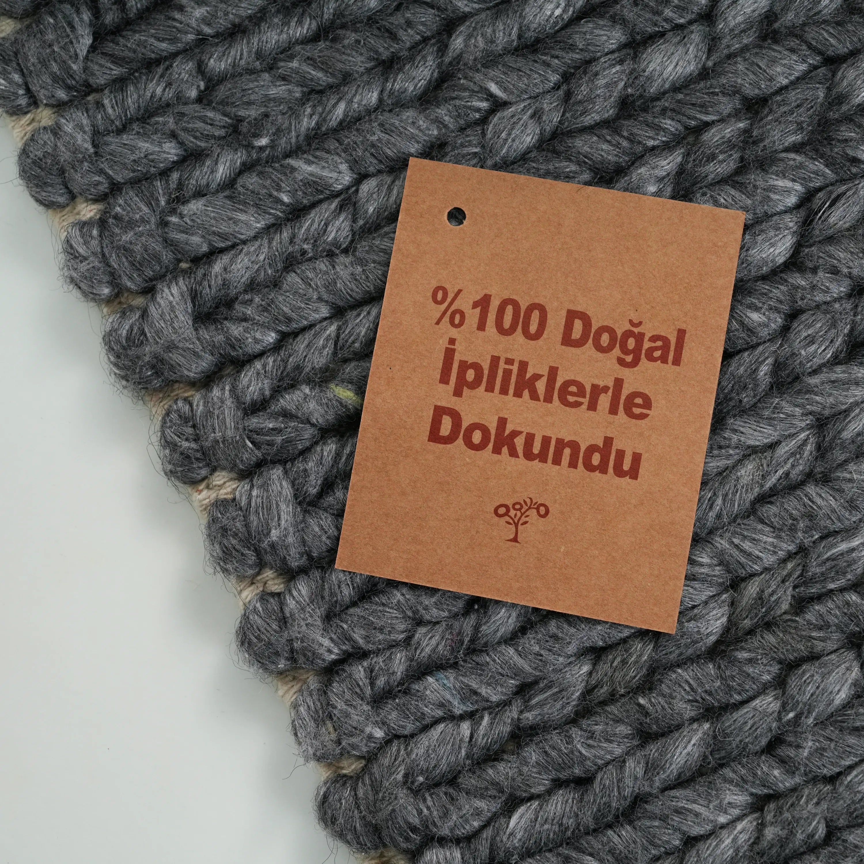 Örge Series Handwoven Striped Pattern Anthracite Wool Rug