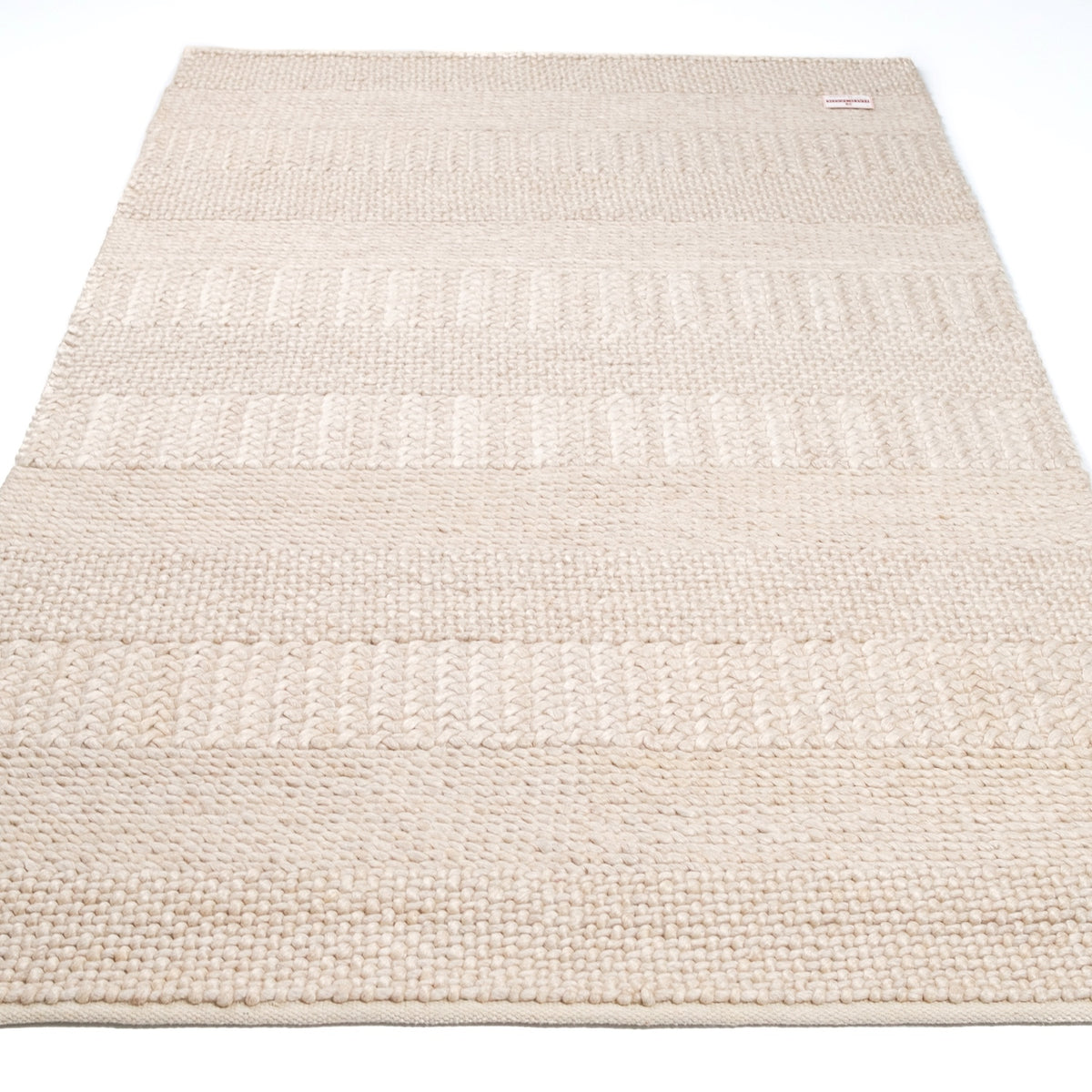 Örge Serisi El Dokuma Çizgi Desenli Krem Halı — 80x150, 80x300, 130x190, 170x240 cm