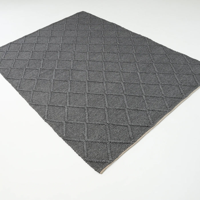 Örge Serisi El Dokuma Geometrik Desenli Antrasit Halı, 80x150 – 200x300 cm — Halıcızade