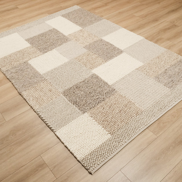 Örge Serisi El Dokuma Patchwork Desenli Krem Halı, 80x150 – 200x300 cm — Halıcızade