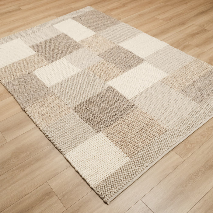 Örge Serisi El Dokuma Patchwork Desenli Krem Halı, 80x150 – 200x300 cm — Halıcızade