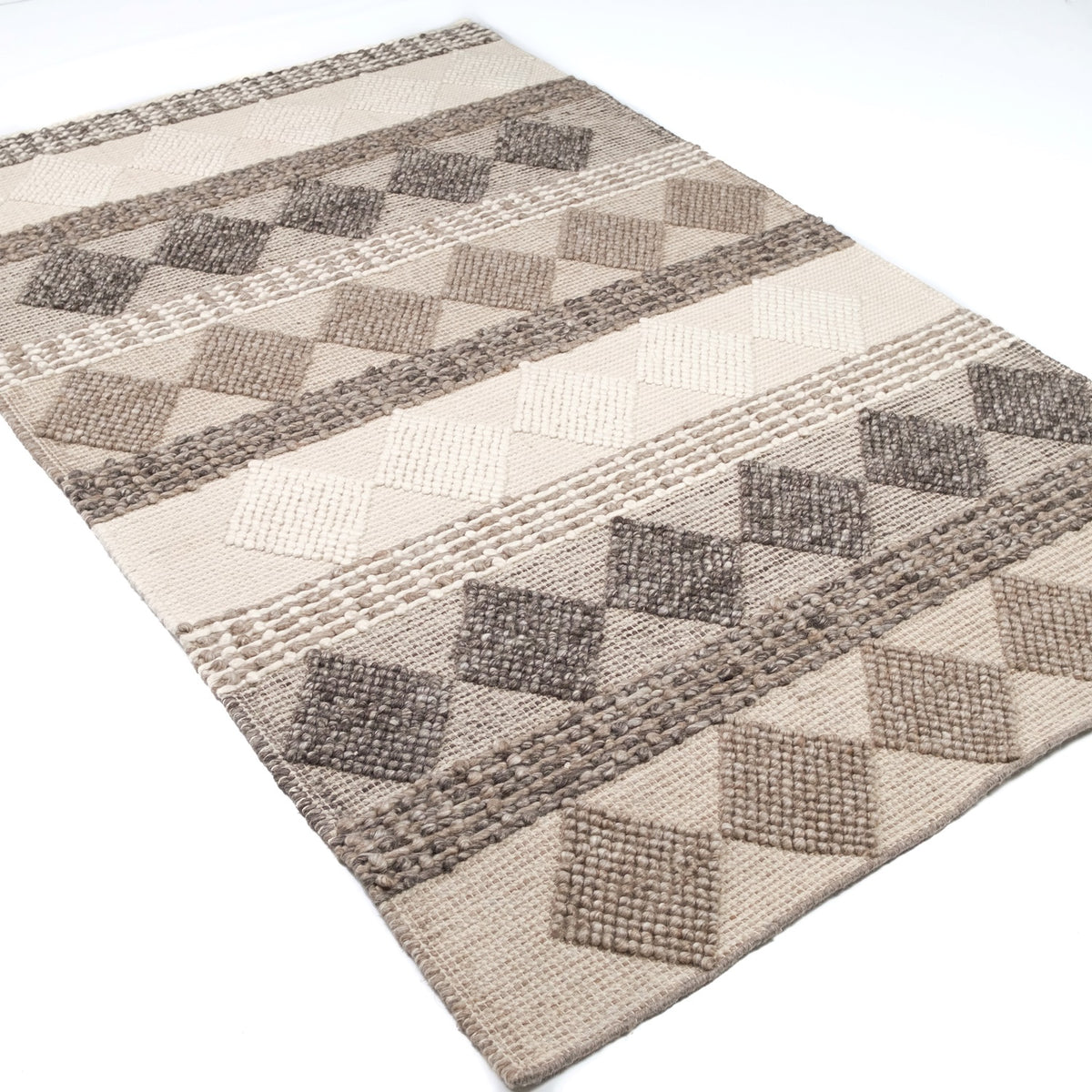 Örge Serisi Geometrik Desenli El Dokuma Halı, krem, 80x150 – 170x240 cm — Halıcızade